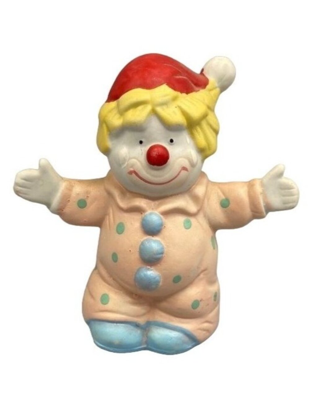 vintage pink blue collectible clown figurine nose glass dots 4.5" tall READ